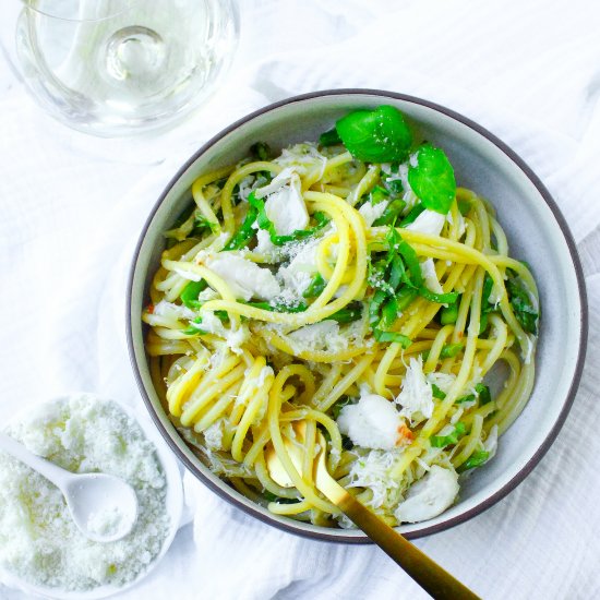 Bucatini with Crab and Asparagus