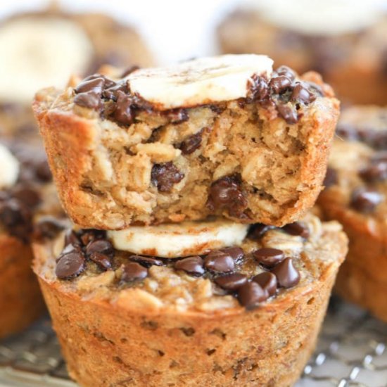 PB Banana Baked Oatmeal Cups